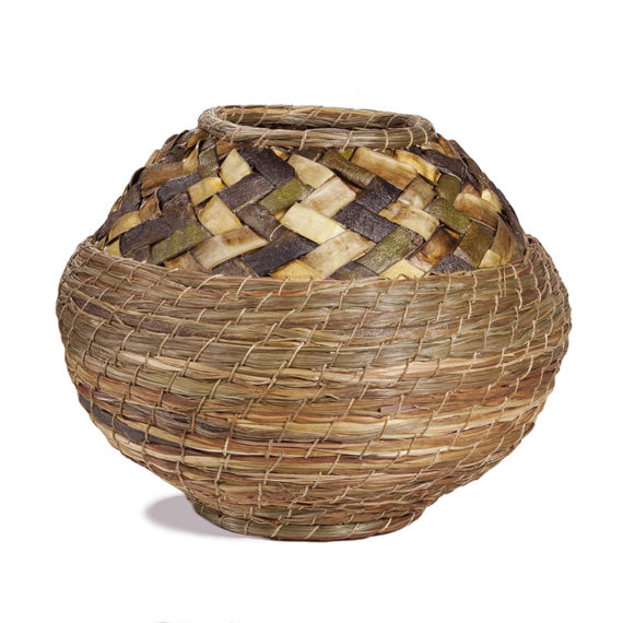 Willow bark and sweetgrass basket